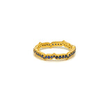 18ct gold plated vermeil eternity ring with blue sapphires