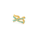 A gold plated vermeil oriental ear cuff with turquoise stones