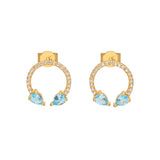18ct gold plated vermeil stud earrings adorned with blue topaz and white zircon