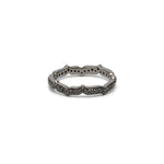 A black rhodium-plated sterling silver eternity ring with pave' set with black diamonds.
