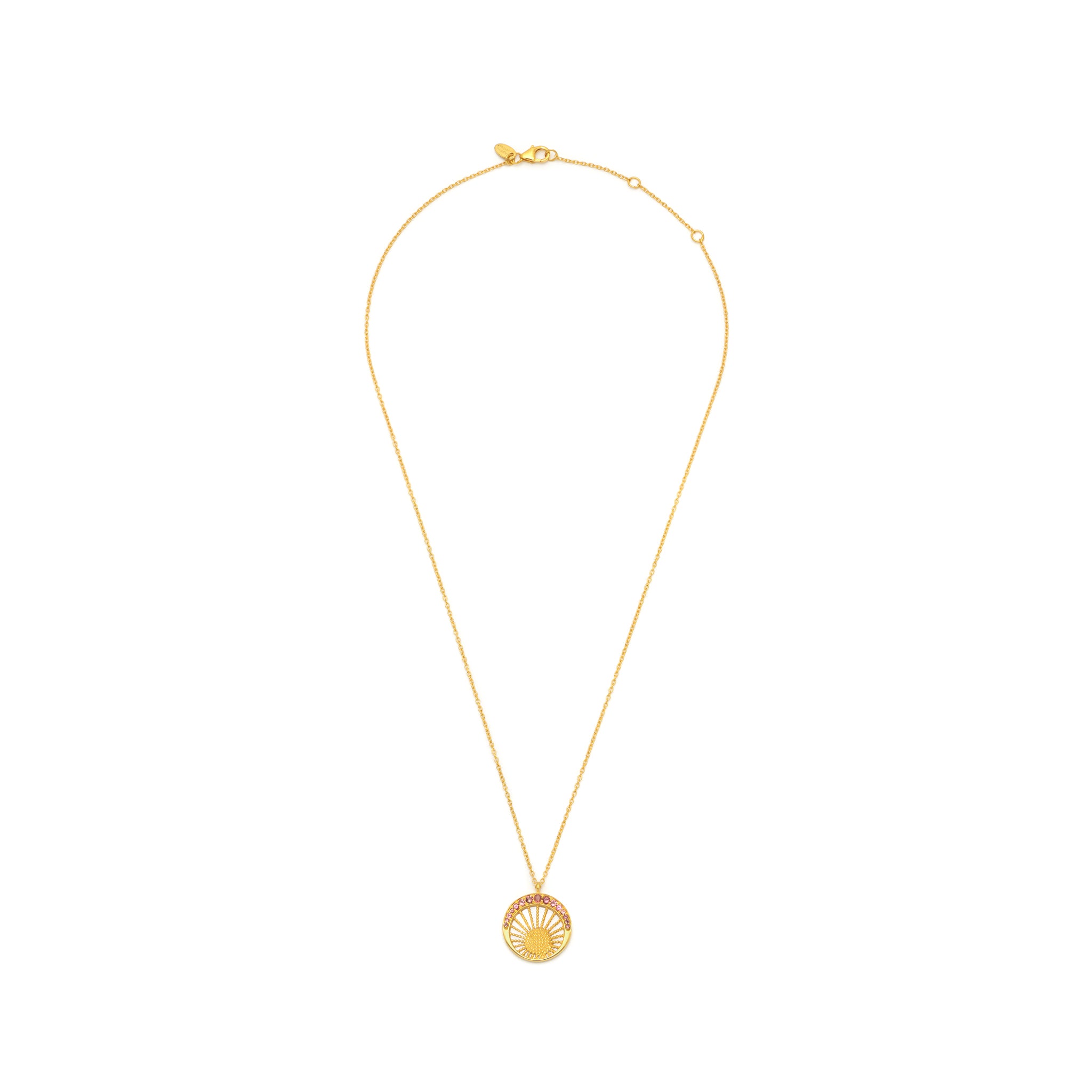 18ct gold plated vermeil necklace with pink tourmaline gemstones