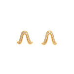 A pair of 18ct gold vermeil stud earrings with white diamond pavé accents,