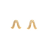 A pair of 18ct gold vermeil stud earrings with white diamond pavé accents,