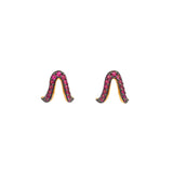 18ct gold studs with black rhodium setting for red rubys