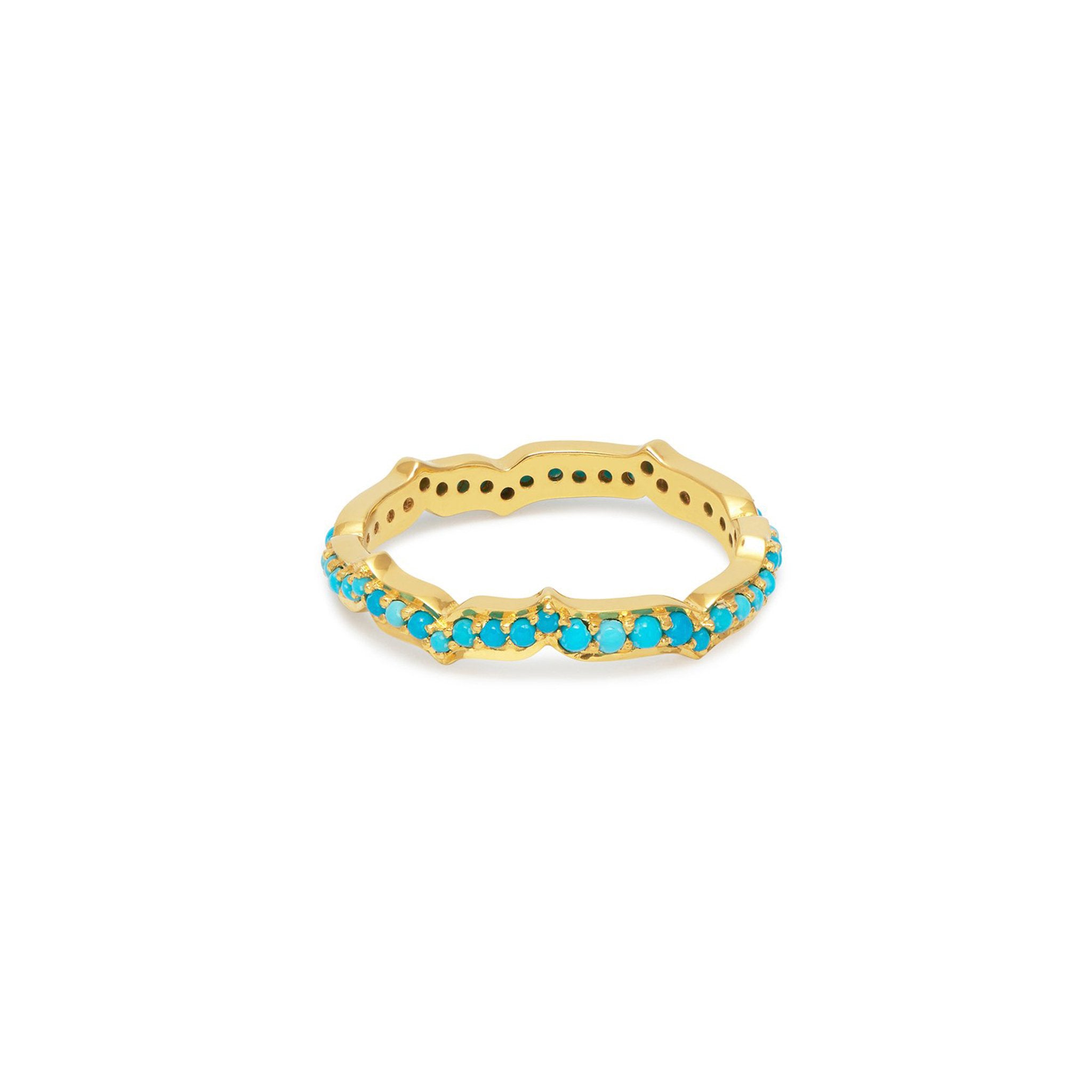 18ct plated gold vermeil ring with turquoise gemstones