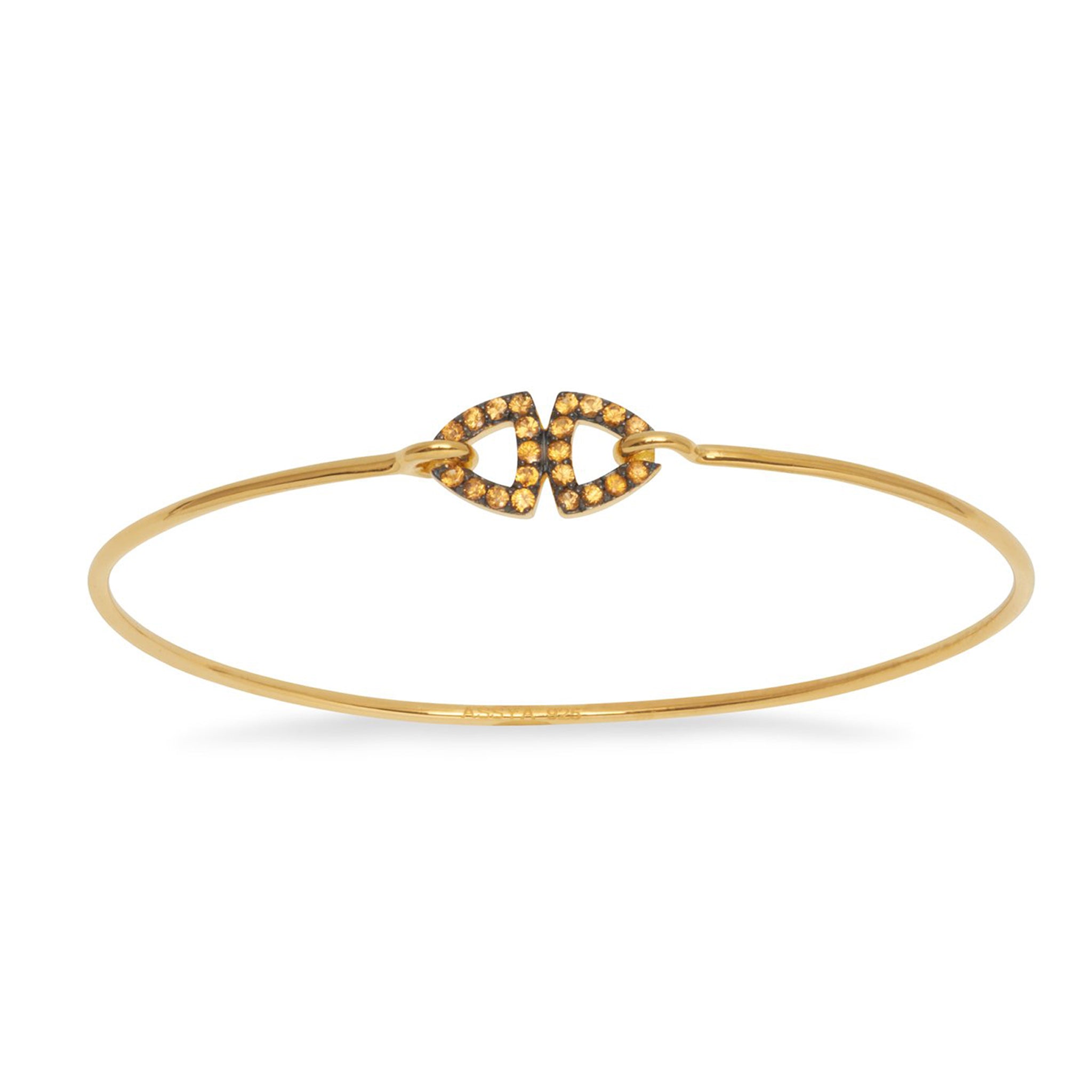 18ct gold plated vermeil bangle bracelet with citrine adornment