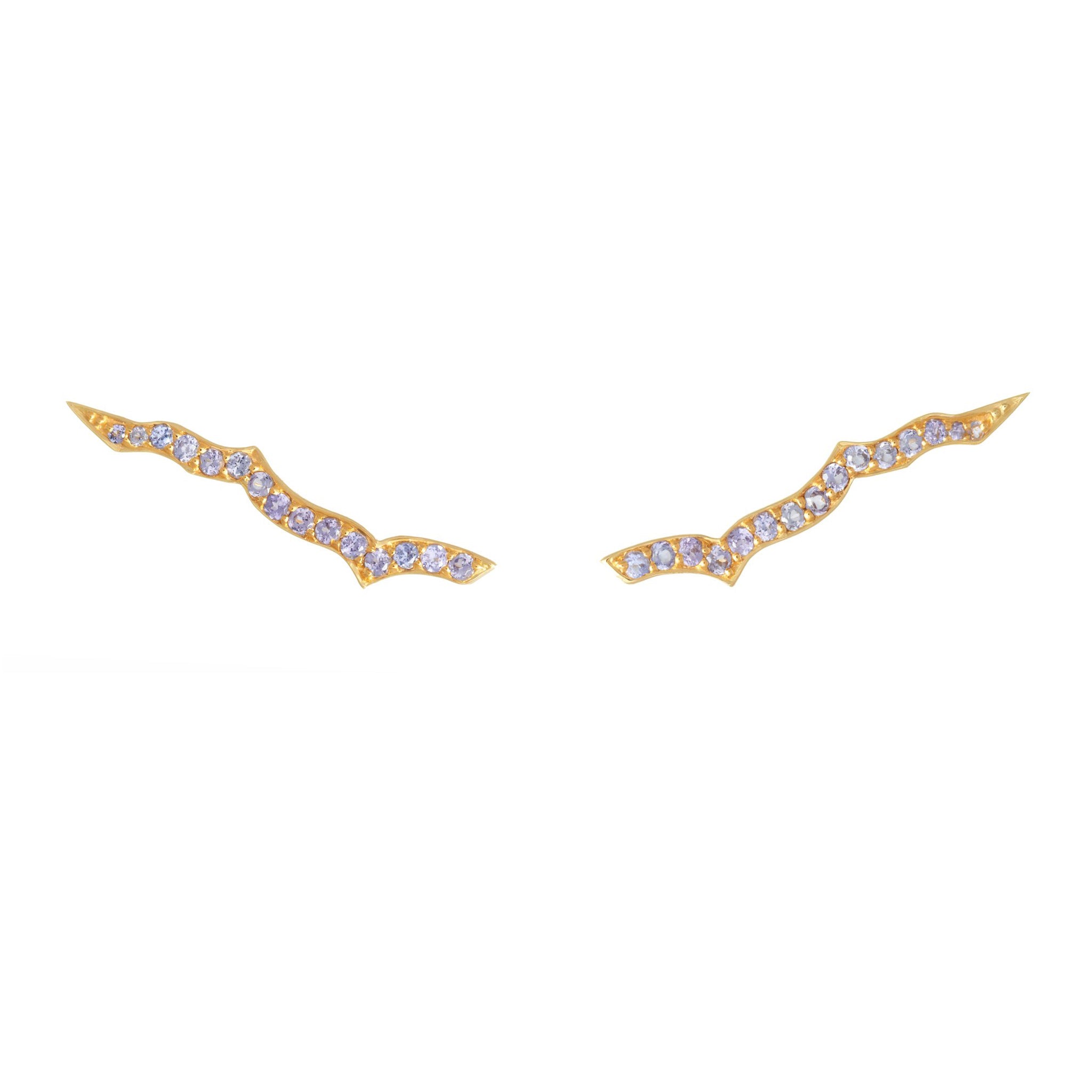 18ct gold plated vermeil ear sliders with white tanzanite