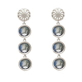 sterling silver pair of drop earrings with faceted labradorite gemstones