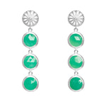 sterlign silver pair of earrings with faceted Chrysopras