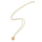 18ct gold plated vermeil long necklace with rose quartz pendant.