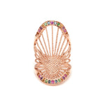 18ct rose gold statement ring with multicolour and gemstones