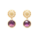 18ct gold plated vermeil drop earrings with amethyst