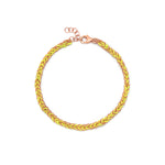 18ct rose gold plated silver with yellow silk weaved friendship bracelet.