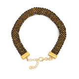 Gold & Black Silk Weaved Charm Bracelet
