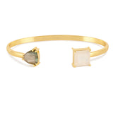 Moonstone & Labradorite Gold Gem Bangle
