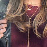 Gold & Burgundy Silk Panama Tassel Necklace