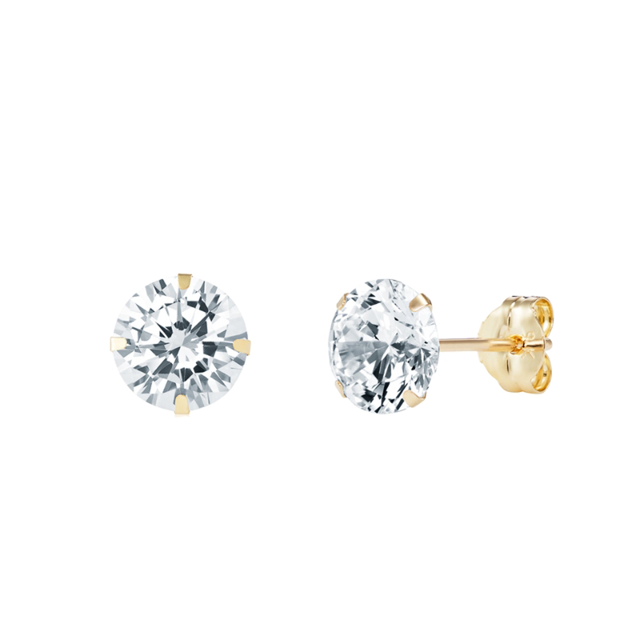 9ct Gold Round Cubic Zirconia Stud Earrings