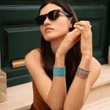 Gold & Multicolour Silk Striped Cuff