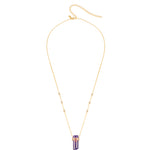 Necklace with Amethyst Crystal and Pink Topaz drop pendant