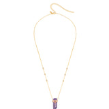 Necklace with Amethyst Crystal and Pink Topaz drop pendant