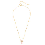 ASSYA Astra Rose Quartz and Blue topaz crystal necklace on white background 