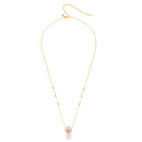 ASSYA Astra Rose Quartz and Blue topaz crystal necklace on white background 