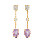 Amethyst and aquamarine gold drop earrings in 18ct gold vermeil by Assya London.