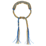 braided blue and gold woven friendship tie bracelet