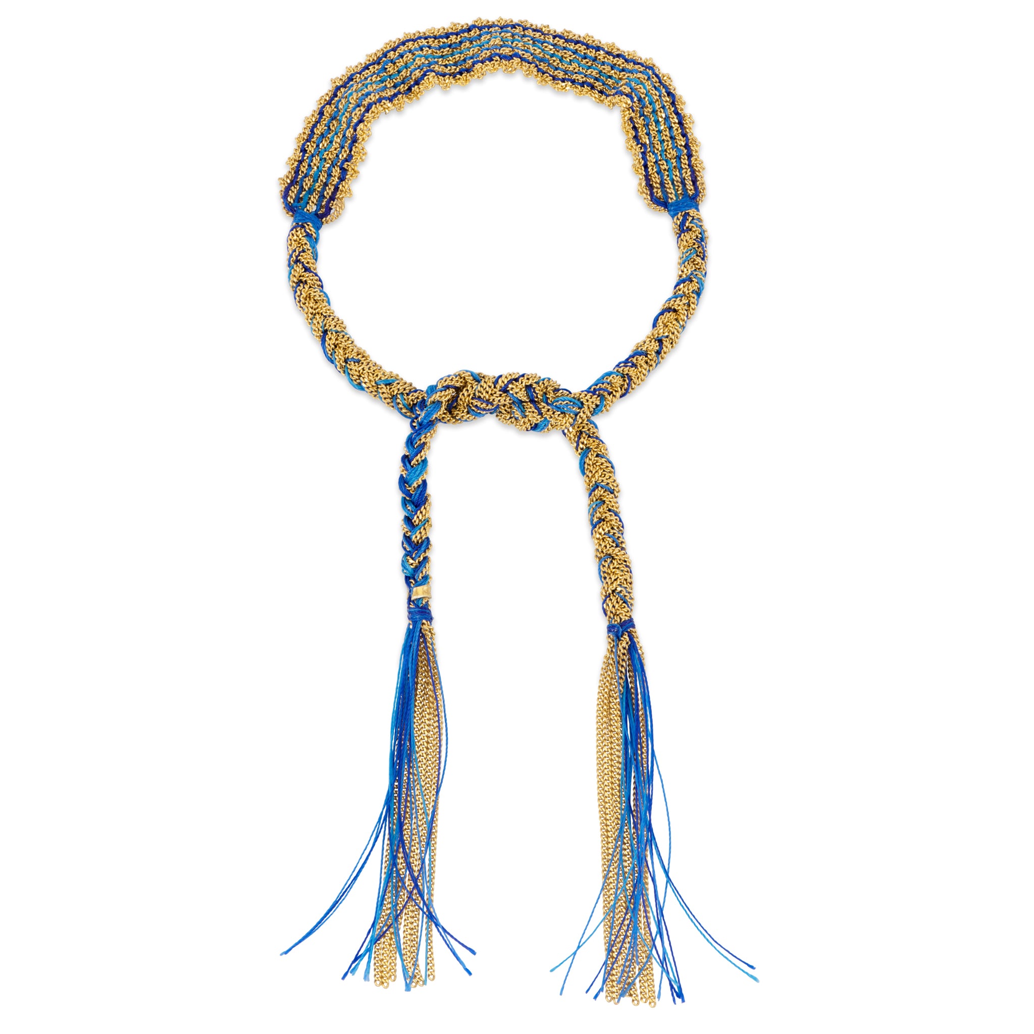 braided blue and gold woven friendship tie bracelet
