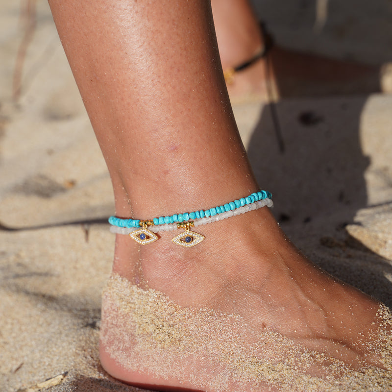 Moonstone Evil Eye Anklet