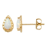 Solid 9ct Gold Opal Tear Drop Stud Earrings