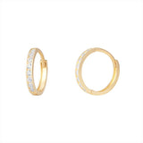 Solid 9ct Gold and Zircon Hoops Earrings