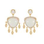 Gold Moonstone Triangle Earrings