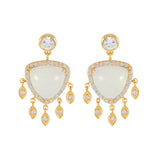 Gold Moonstone Triangle Earrings