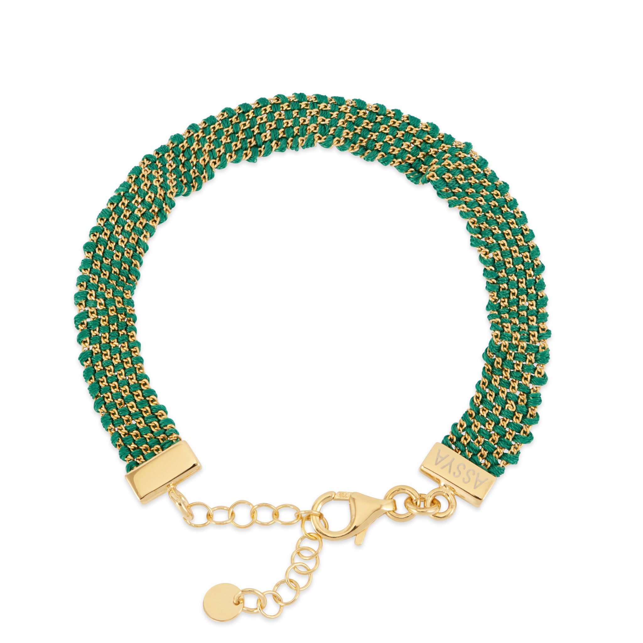 Green and Gold Silk Woven Bracelet