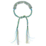 Silver Blue & Green woven tie friendship bracelet