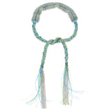 Silver Blue & Green woven tie friendship bracelet