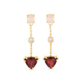 Rose Quartz & Garnet Gold Gem drop Earrings