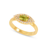 Green Peridot Gold Evil Eye Ring