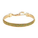 Green Weaved Cuff Bracelet