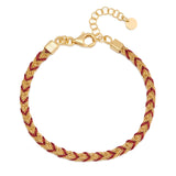 Gold & Burgundy Silk Braided Kuna Bracelet