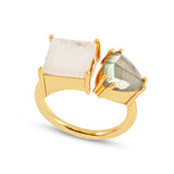 Labradorite & Moonstone Gold Gem Ring