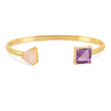Rose Quartz & Amethyst Gold Gem Bangle