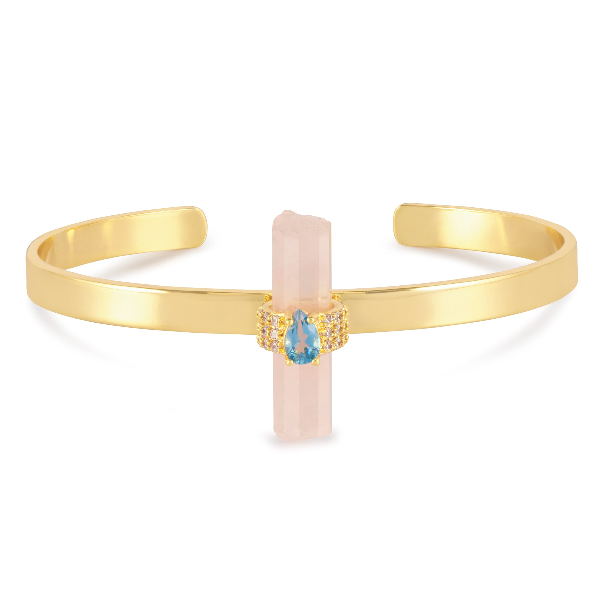 Assya London Astra Rose Quartz and Blue Topaz Cuff