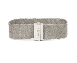 Silver & Grey Silk 2cm Weaved Bracelet