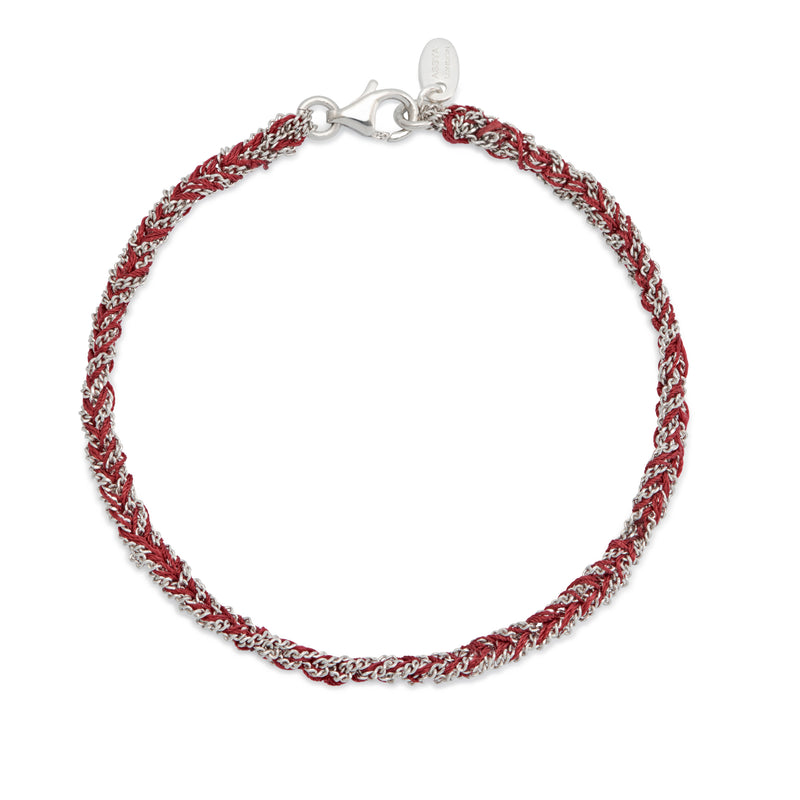 Silver & Burgundy Friendship Bracelet