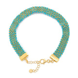 Gold & Turquoise Weaved Charm Bracelet