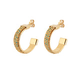 Turquoise & Gold Weaved Hoop Earrings