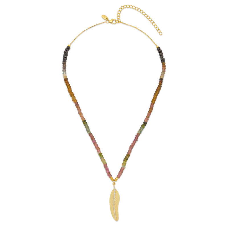 Tourmaline Feather Necklace