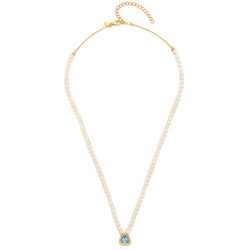 Pearl & Blue Topaz Pyramid Necklace